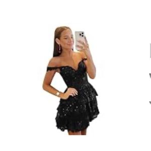 Black Tiered sequined homecoming/holiday dress, size 2